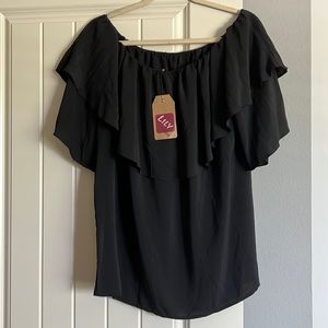 NWT Black Ruffle Top